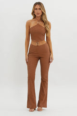 She's A Gemini Halter Crop Top Mud