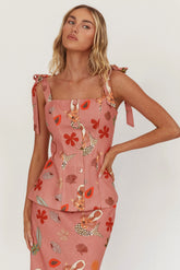 Drop Of Sunshine Tied Shoulder Top Mermaid Pink