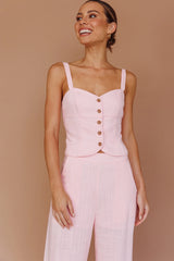 Play It Cool Button Up Top Pink