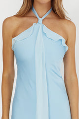 Starlet Halterneck Sash Maxi Dress Baby Blue