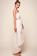 Riviera High-Low Hem Dress Beige