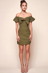 Emilio Tie Dress Green Khaki