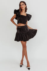Debutante Drop Yoke Ruffle Skirt Black