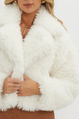 St Moritz Notch Lapel Fur Jacket White