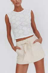 Eka Drawstring Mini Skort Cream