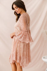 Birdie Lace Overlay Swing Dress Nude