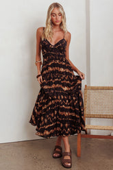Sarai Tied Back Maxi Dress Java Brown