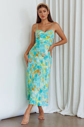 Golden Sands Cami Strap Maxi Dress Floral Teal