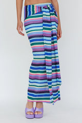 Sammi Tie Waist Knit Maxi Skirt Purple Multi