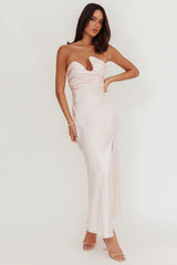 Blaise Asymmetric Neckline Maxi Dress Pink