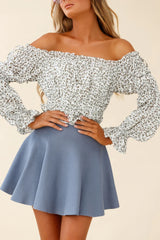 Rowena A-Line Knit Flounce Skirt Midnight Blue