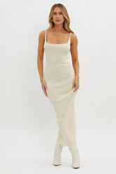 Sai Ribbed Knit Midi Dress Ivory