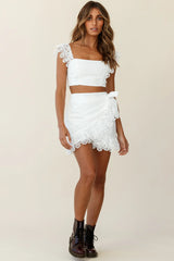 Sonnet Lace Trim Crop Top White