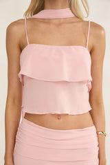 Serrita Tiered Ruffle Cami Top Blush