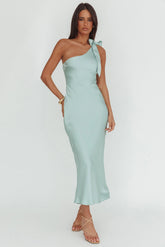 Robertah One-Shoulder Bow Maxi Dress Sage