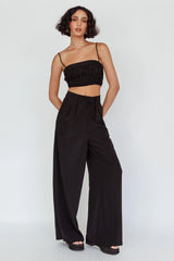 Regal Wide-Leg Mid Rise Pants Black