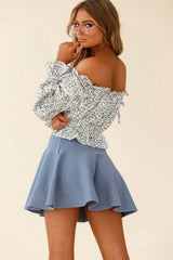 Rowena A-Line Knit Flounce Skirt Midnight Blue