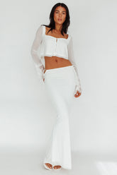 Rana String Tie Side Midi Skirt Cream