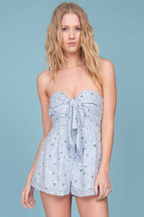 Daisy Bow Tie Romper Blue