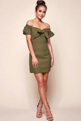 Emilio Tie Dress Green Khaki