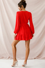 Rubi Textured Wrap Dress Red