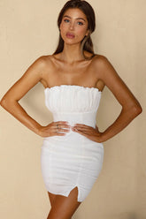 Tivoli Strapless Gathered Bust Mini Dress White