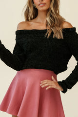 Rowena A-Line Knit Flounce Skirt Rose