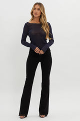 Star Gazing Long Sleeve Mesh Top Navy