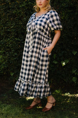 Picnic Dress in Navy Gingham