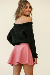 Rowena A-Line Knit Flounce Skirt Rose