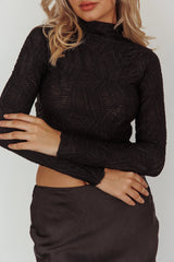 Plato High Neck Crop Top Black