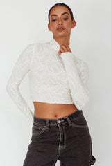 Plato High Neck Crop Top Off White