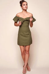 Emilio Tie Dress Green Khaki