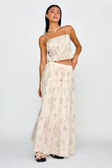 South Bay Ruched Cami Top Print Sage