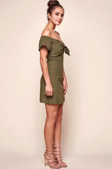 Emilio Tie Dress Green Khaki