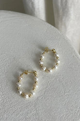 Dream Time Pearl Hoop Earrings Gold
