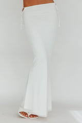 Rana String Tie Side Midi Skirt Cream