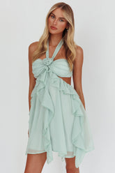 Santiago Cut-Out Ruffle Mini Dress Sage