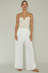 Real Talk Sweetheart Neckline Top Cream