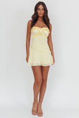 Dainty Frill Trim Mini Dress Yellow