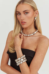 Royal Beaded Necklace Brushed Silver