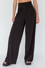 Regal Wide-Leg Mid Rise Pants Black