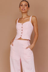 Play It Cool Button Up Top Pink