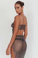 Eden Nights Diamante Mesh Top Black