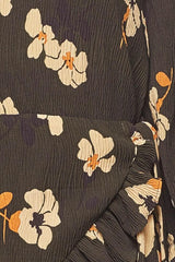 Carly Off the Shoulder Floral Wrap Dress Green