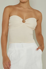 Real Talk Sweetheart Neckline Top Cream
