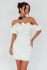 La Palma Off-Shoulder Mini Dress Off White