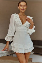 Charade Long Sleeve Corset Back Dress White