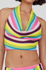 Sammi Halter Crop Top Blue Multi