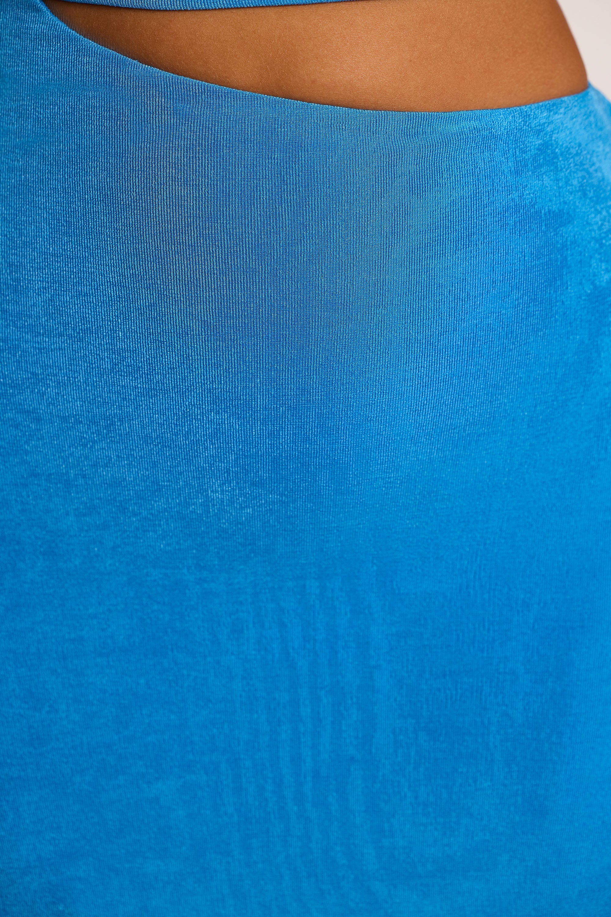 Textured Jersey Cut-Out A-Line Mini Dress in Cobalt Blue